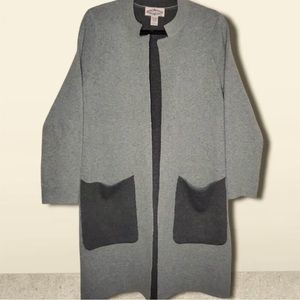 BRAND NEW OLIVER  Women's Medium Gray Wool Angora Open Front Long Cardigan Large